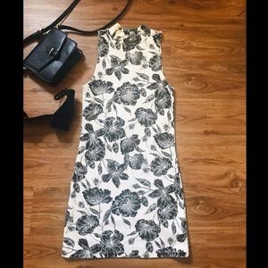 Forever 21 floral body con turtle neck dress